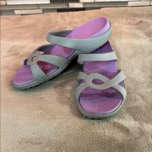 Women's Gray and Purple Sandals